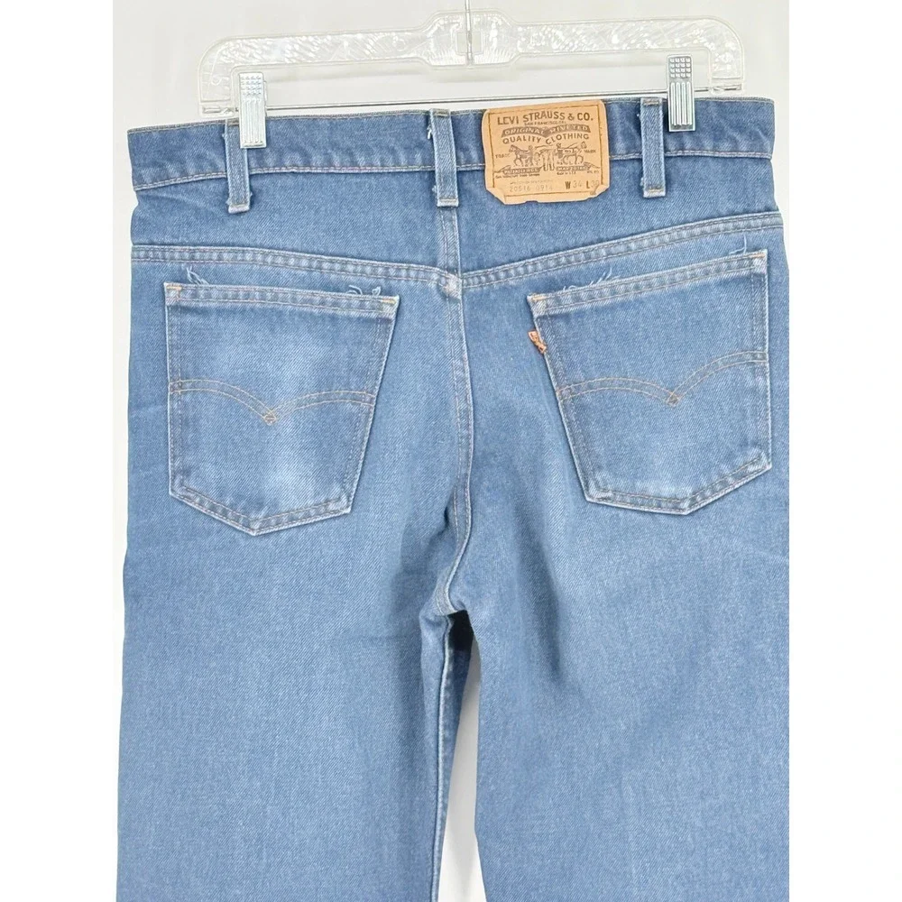 Vintage Levis 516 Orange Tab Jeans 75' Mens 34x30 Medium Wash Straight Leg